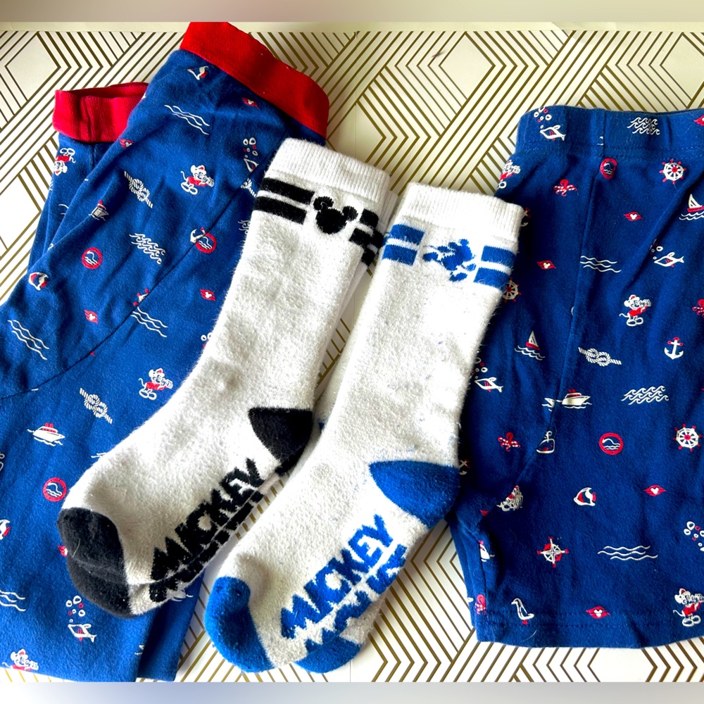DISNEY BUNDLE - Mickey Pajama Pants & Shorts and 2 Pairs Mickey Socks